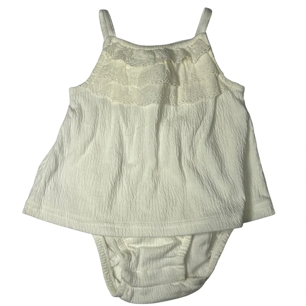 Carters Child of Mine Ivory Ruffle Eyelet Bodysuit Top 24M White Bodysuit New